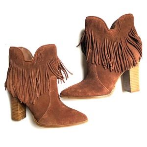 Antonio Melani Felixxe Leather Fringe Ankle Boots